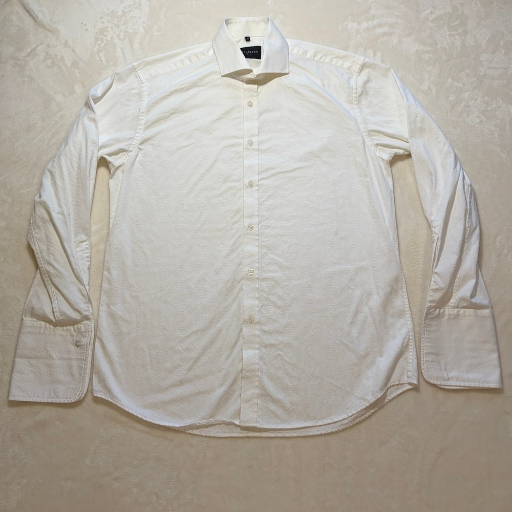Wólczanka White Herringbone French Cuff Dress Shirt Mens 41‎ 16 Excellent